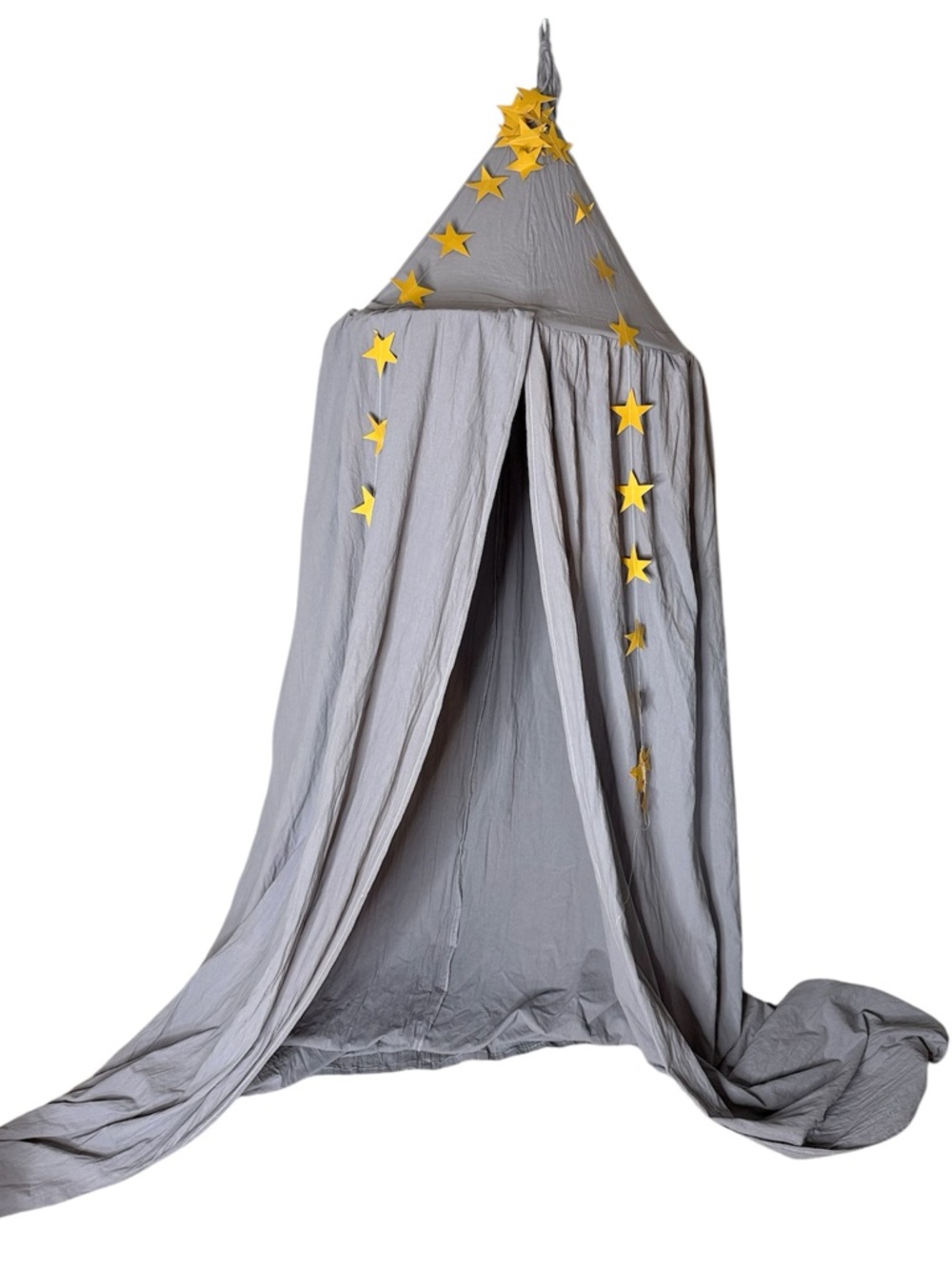 CEEKII Grey Kids Hanging Canopy Tent Veil Curtain Net Round Dome Nook Stars